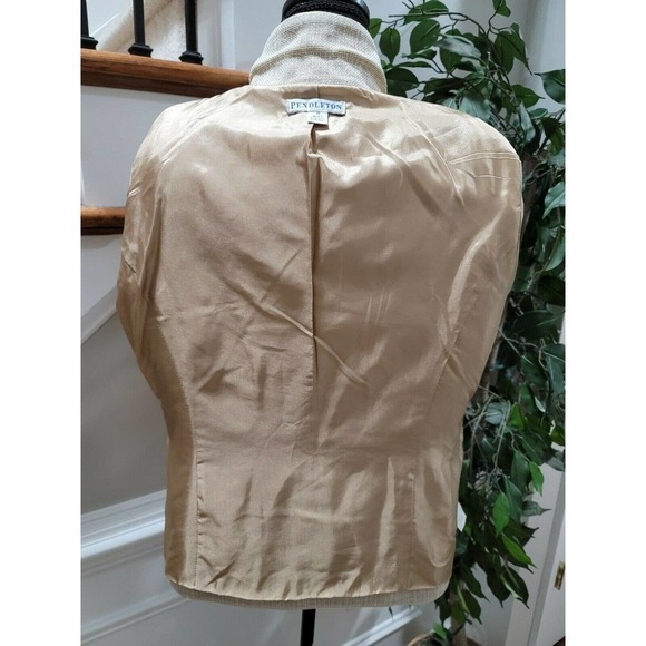 Pendleton Women's Beige Viscose Single Breasted Four Buttons Fitted Blazer 10 - Picture 6 of 11
